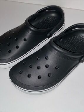 CROCS Black Off Court Clogs with White Midsole Stripe